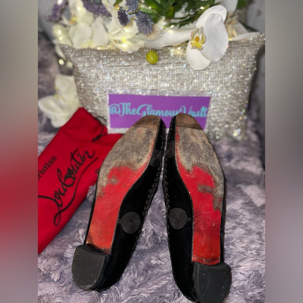 π₯Christian Louboutin Black Velvet Loafers Sz 38.5EU - Picture 6 of 13